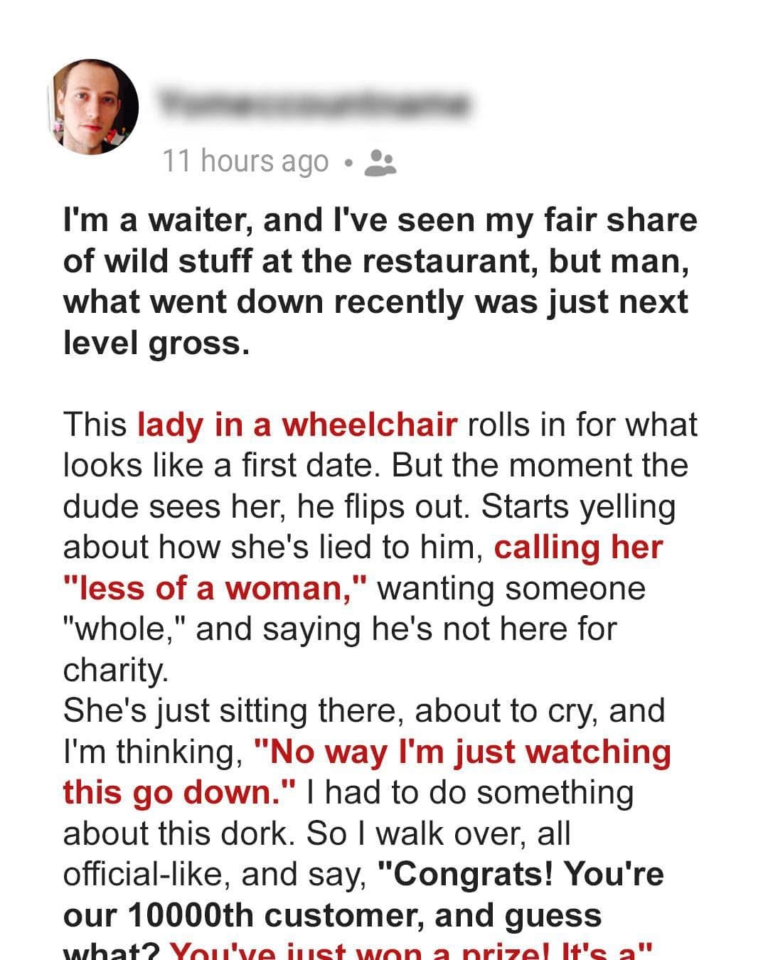 Man Comes on a First Date and Sees the Woman Is Disabled