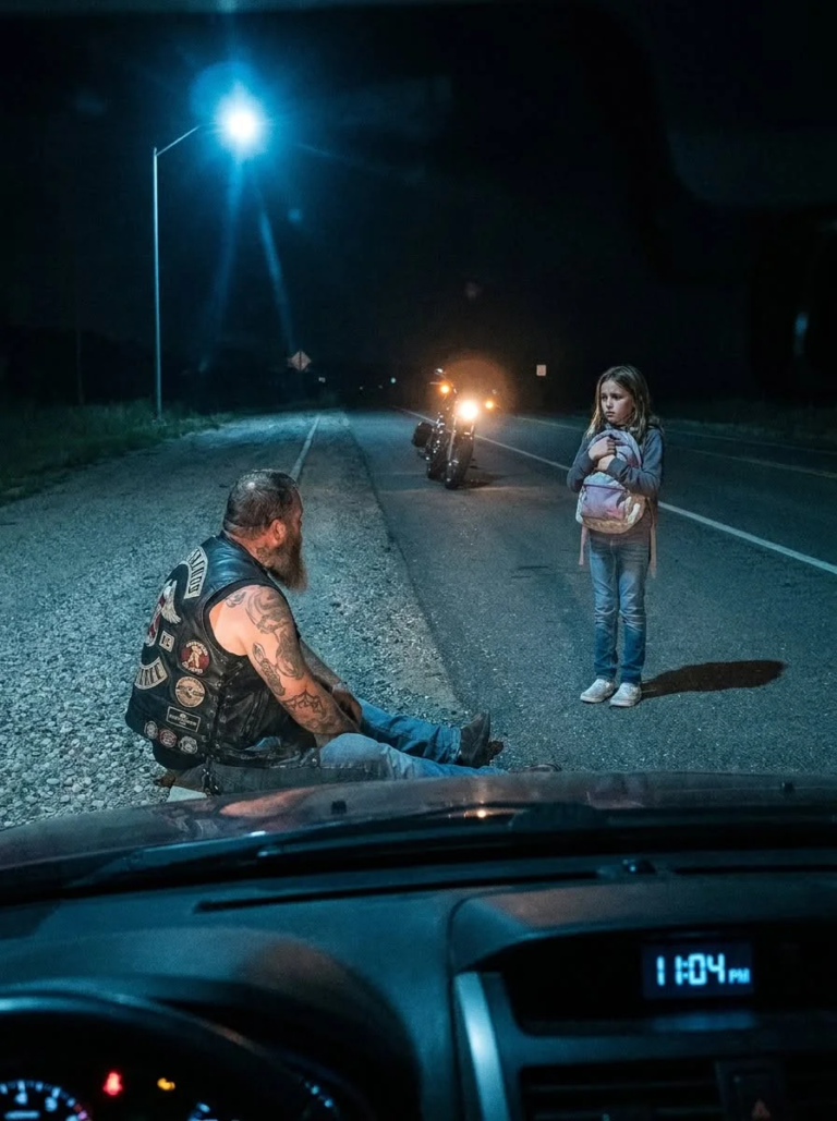 A Biker Saw My 13-Year-Old Daughter Walking Down A Highway At 11 PM — He Didn’t Chase Her. He Sat Down On The Shoulder With His Back Turned And Waited 20 Minutes