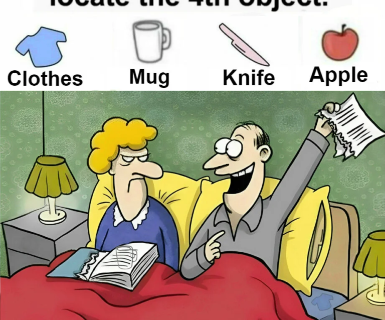 Find Clothes, Mug, Knife, Apple.